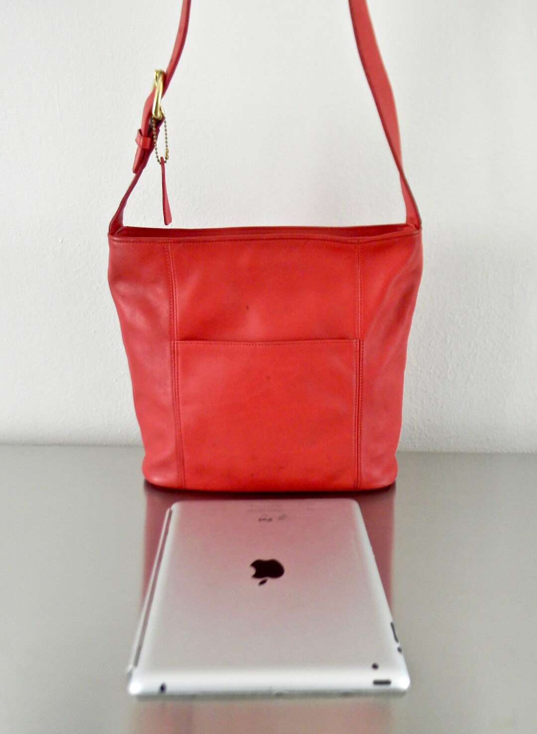 バッグ OLD COACH Large tote bag RED オールドCOACH トートバッグ 本革 レッド USA製