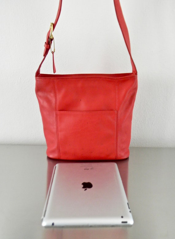 Vintage Coach Red Leather Erickson Bag, Refurbishe