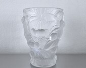 1930s Barolac Josef Inwald Frosted Cherry Glass Vase, Art Deco Era Czech Molded Glass Heavy Vase, Lalique Look Cherry Cluster Vase,