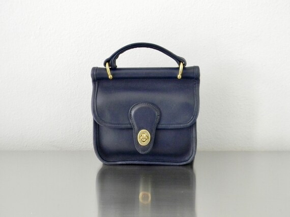 Vintage 90s Blue Leather Coach Winnie Top Handle B