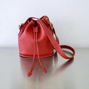 Vintage Red Leather Coach Classic Lula&#39;s Legacy Bag, Refurbished Coach Drawstring Bag, Red Crossbody Coach Bag, Made in America