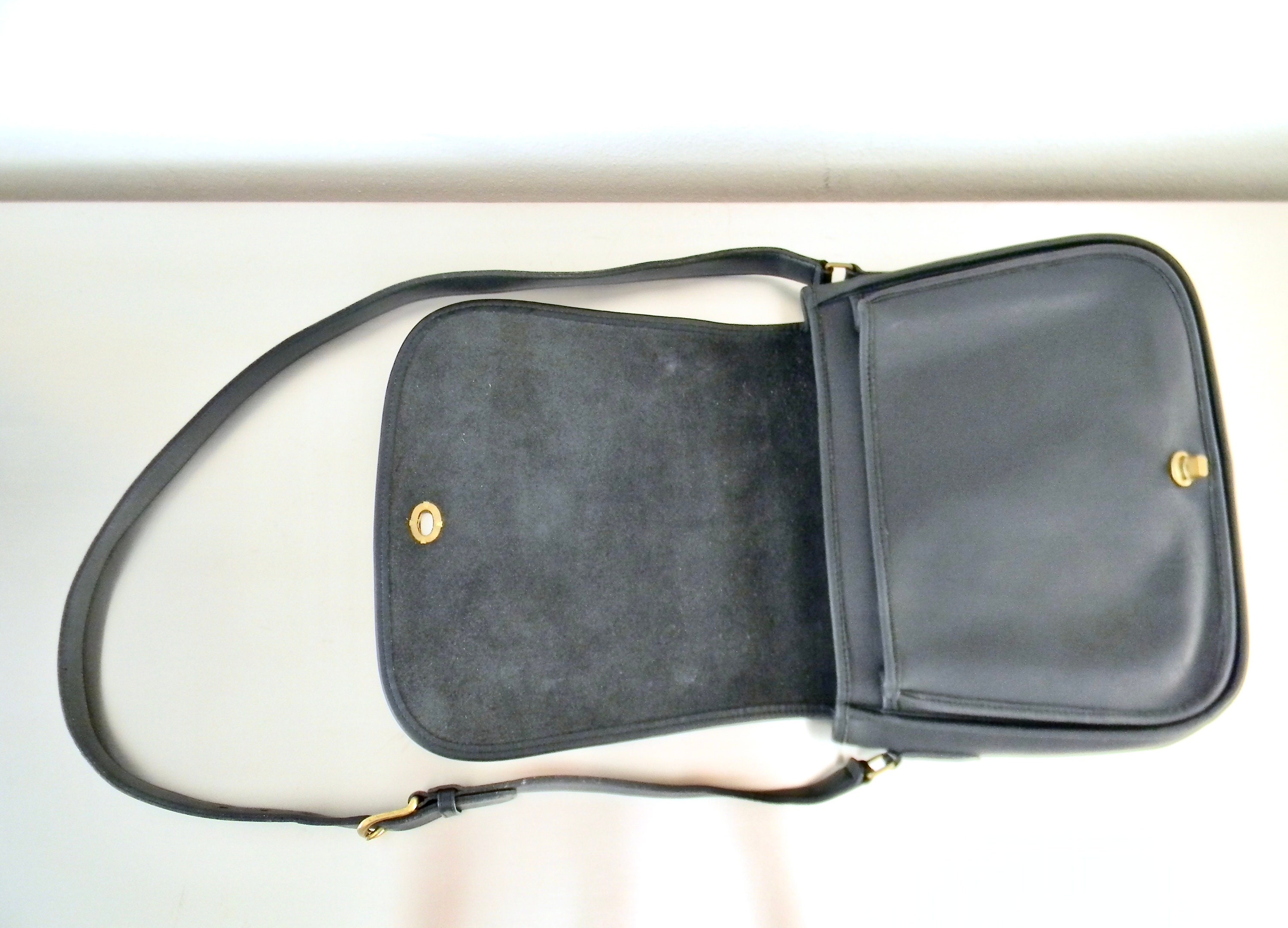 VINTAGE COACH NAVY BLUE LEATHER SHOULDER BAG PURSE NWT | eBay