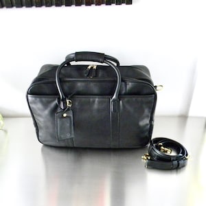 Vintage Black Leather Coach Carry on Bag, Refurbished Rare 90s Unisex ...
