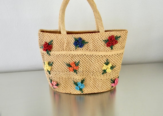 Medium Satchel Bag Flower Pattern Top Handle