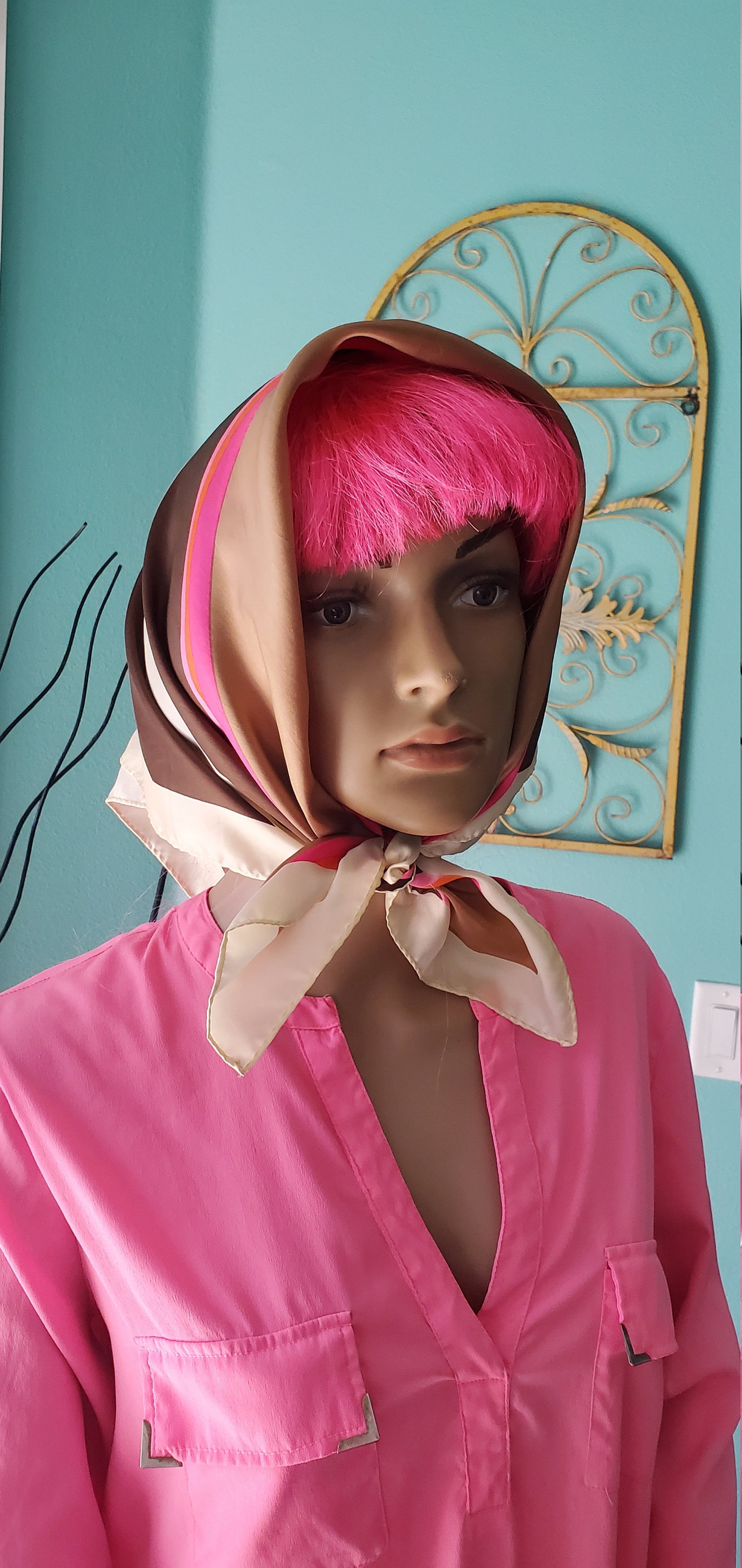 Vintage Rain Scarf 60s Totes polyester beautiful womens head Etsy