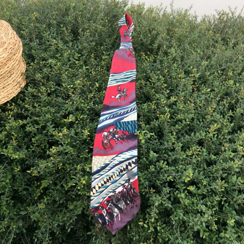 Pitti Uomo by Moda men/'s necktie cowboy design 80s era men/'s tie
