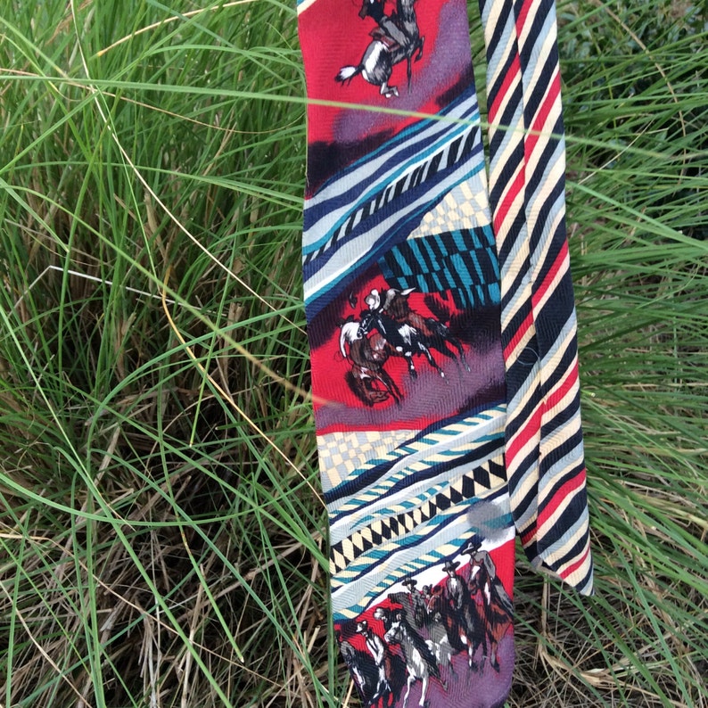 Pitti Uomo by Moda men/'s necktie cowboy design 80s era men/'s tie