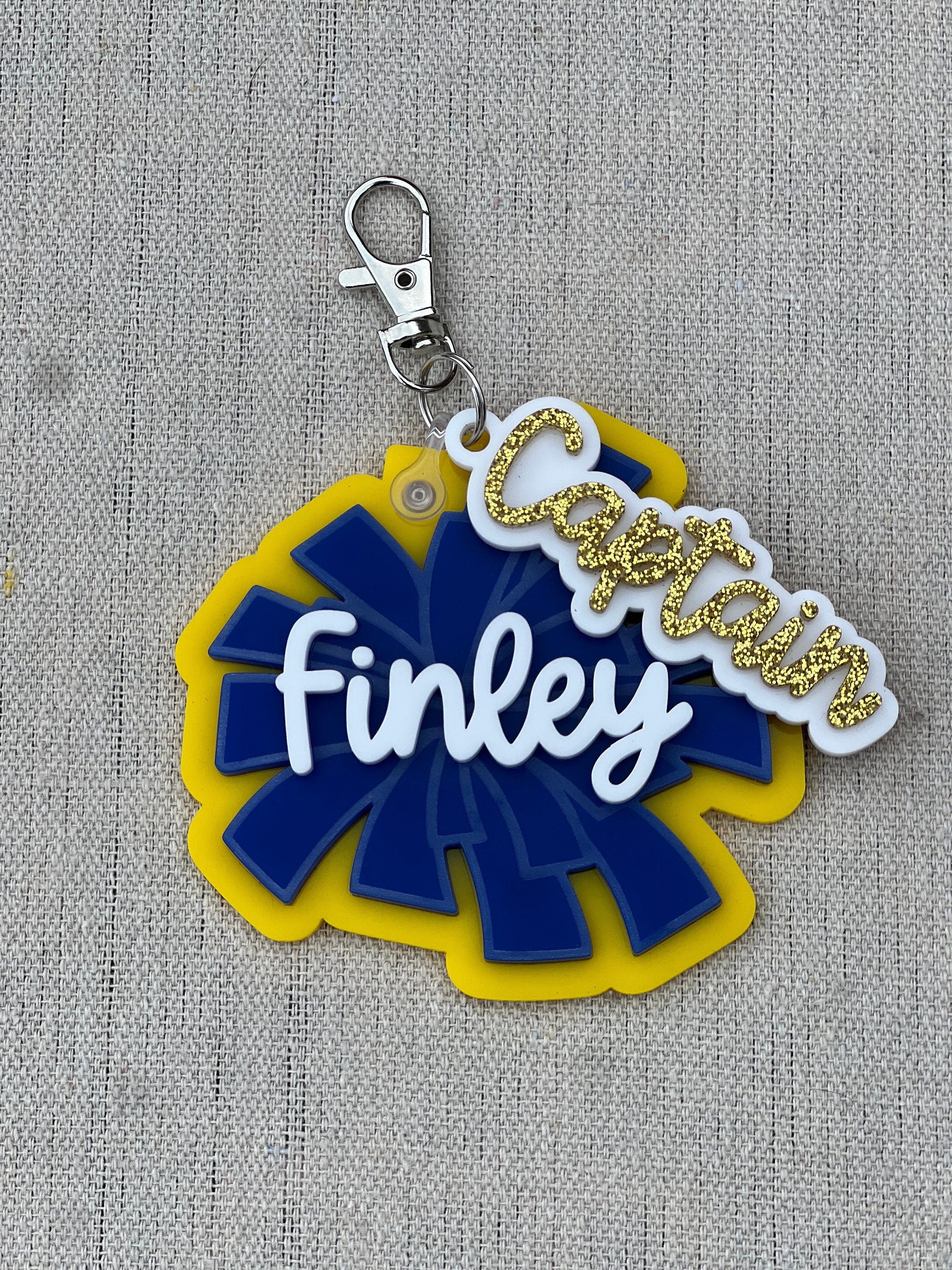 Personalized Name Pom Pom Bag Tags, Birthday Gift, Gift for Cheerleaders