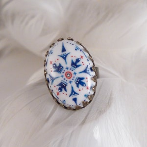 Bague en porcelaine peinte à la main avec Azulejo, style titre portugais, cadeaux de bijoux d'été, achat d'anniversaire de vacances, meilleur cadeau de femme, cadeau de voyageur image 2