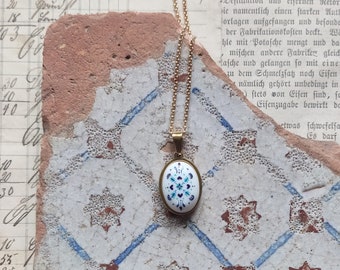 Tiny porcelain necklace with Azulejo, hand-painted jewelry, Portuguese tiles jewelry, best gift for women, white and blue summer jewelry