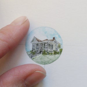 Miniature illustration with House Portrait, custom order, New House Gift