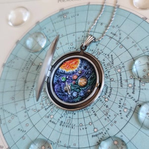 Solar system necklace, locket hand painted, planet jewelry, special gift for you zdjęcie 1