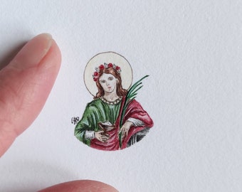 Saint Agatha watercolor Catholic Saint Portrait, religious present, Personalized gifts