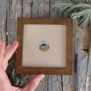 Aquarelle miniature originale avec votre maison, Peinture à partir de votre photo, Cadeaux spéciaux personnalisés pour les parents image 1