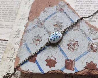 Tiny bracelet with Azulejo, hand-painted porcelain jewelry, tile blue portugal jewelry, best gift for Portugal and Spain lover