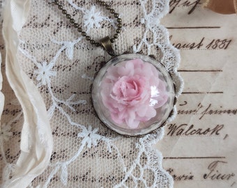 Necklace with flowers, Peony Miniature hand made, mothers day gift