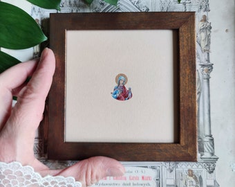 Original painting with Saint Agatha Icon, Catholic Saint Portrait watercolor, Personalized baptism tiny gifts, religious decor home