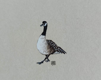 Branta, Hand painting watercolor , illustration with Canada goose, bird lover gifts, small gift for biology teacher, wall decor art