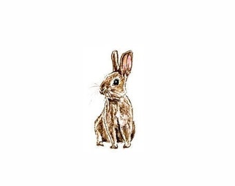Haas, Afdruk van aquarel miniatuur, illustratie van bosdier, schattig konijn muur decor, kwekerij dier cadeau