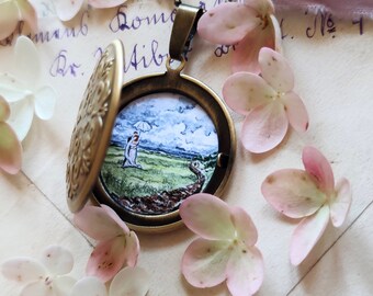 Romantic locket hand painted, Ireland style, Valentine's Day gifts vintage, wedding gift