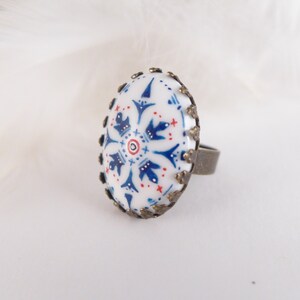 Bague en porcelaine peinte à la main avec Azulejo, style titre portugais, cadeaux de bijoux d'été, achat d'anniversaire de vacances, meilleur cadeau de femme, cadeau de voyageur image 5