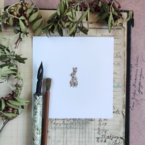 Original miniature watercolor with hare, illustration of forest animal, cute rabbit wall decor,