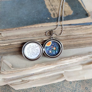 Solar system necklace, locket hand painted, planet jewelry, special gift for you zdjęcie 7