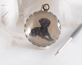 Painted necklace with personalized pet portrait, Your favorite animal, custom order, special gift