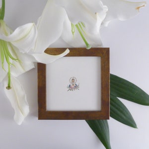Miniature painting with Heart of Mary, hand painted illustration with Mother of God, watercolor tiny gift, religious wall decor, holly gift zdjęcie 5