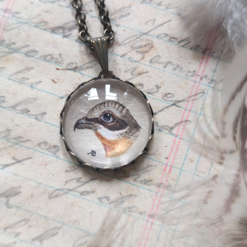 Collier peint à la main avec oiseau, bijoux délicats faits à la main, petit cadeau pour les amis, cadeau pour les amoureux des oiseaux, tenue cottagecore, bijoux artistiques image 1