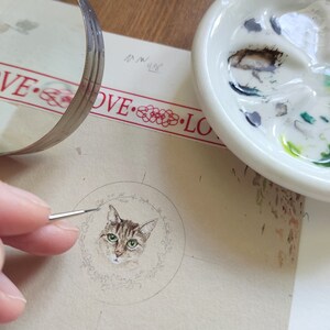 Personalised mini cat portrait, hand-painted illustration with your favorite animal, custom cat portrait, gifts for animal lovers zdjęcie 9