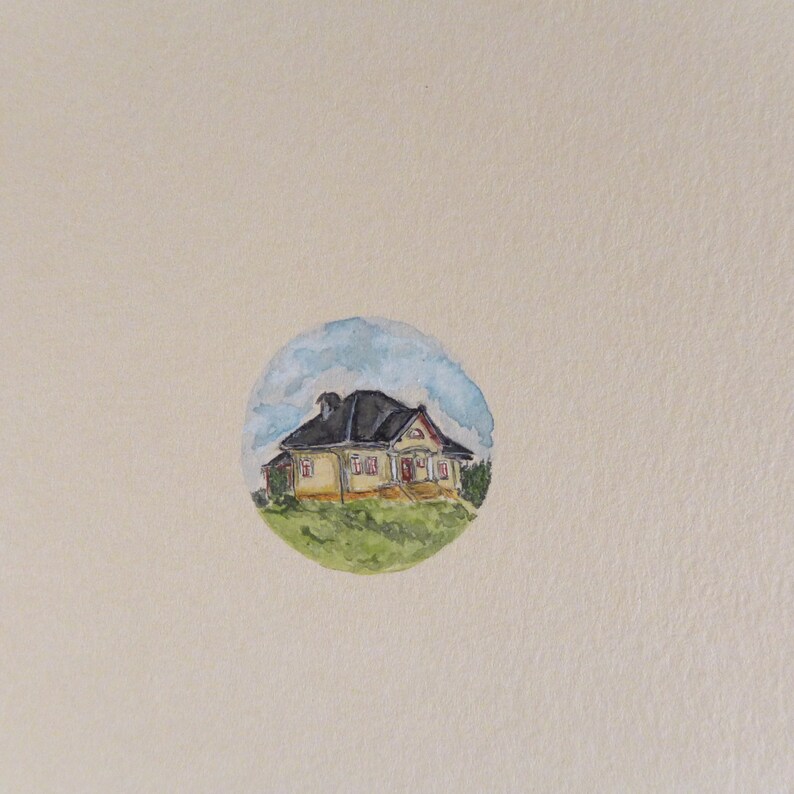 Original watercolor miniature with your house