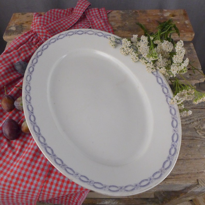 brocante vintage plate vintage sauceboat, vintage bowl retro plate vintage old plate Dinner set with a blue pattern