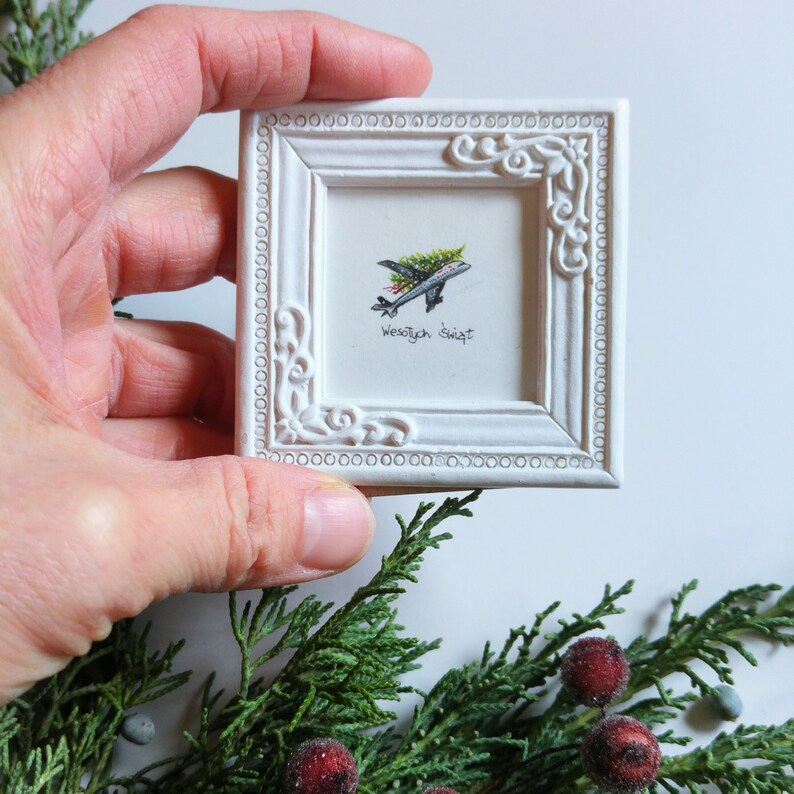 Miniature peinte à la main avec avion de Noël, petit cadeau Joyeux Noël, image 1