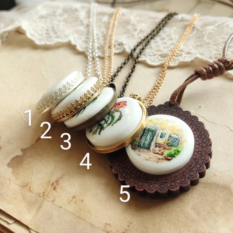 Porcelain necklace with monogram, Personalized gift for women, miniature ceramic jewelry, unique initial jewelry, gift for romantic zdjęcie 10