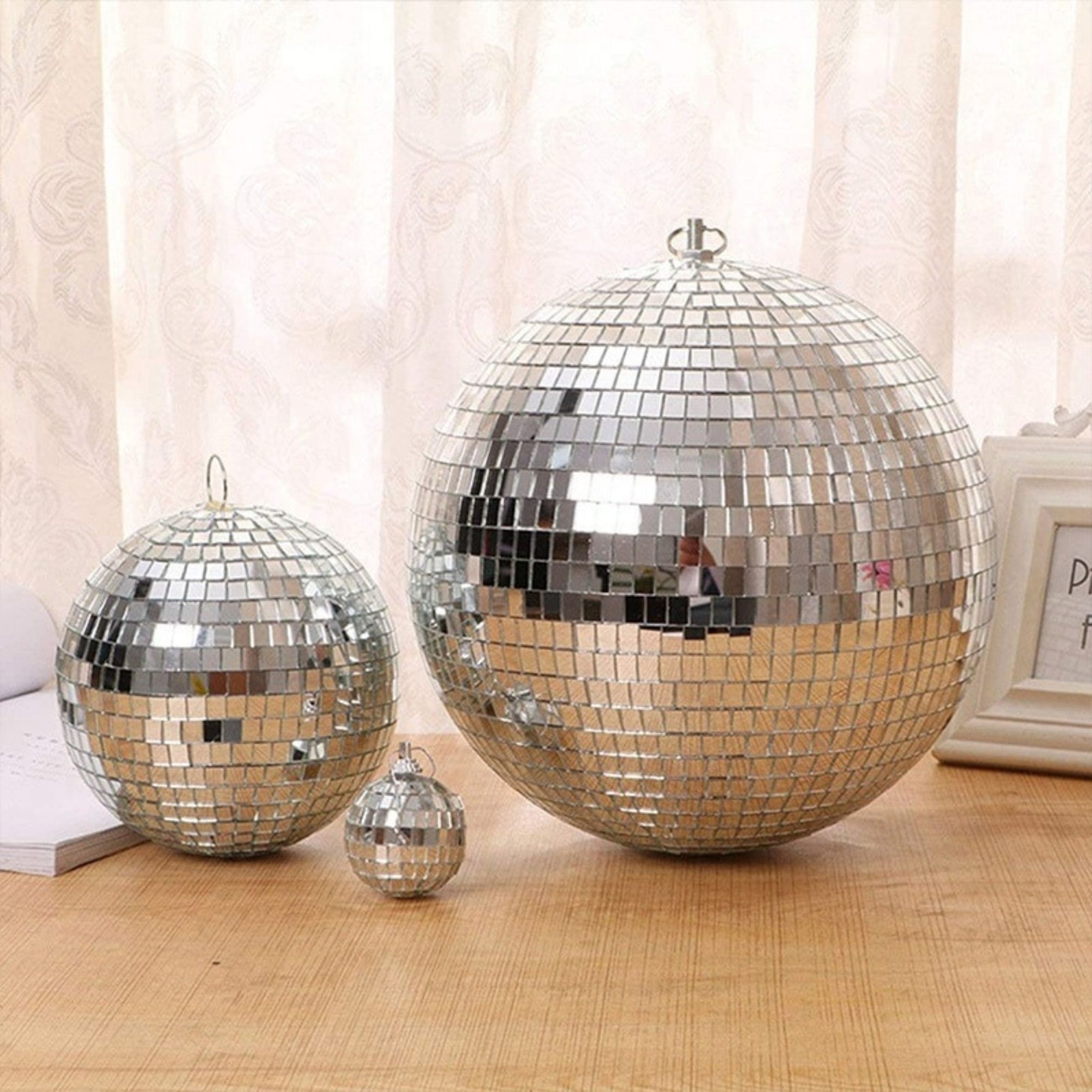 Mirror Ball Family Gathering Live Stage 8 inch Reflective Light Dance Disco Balls with Hanging Ring for DJ Club Party,Home Decoration 8 inch, Blue 
