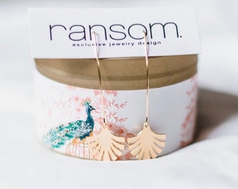 Geometric Palm Drop Earring // Gold Dangle Earring // Gold Drop Earring // Gold Palm Tree Earring