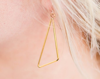 Gold Isosceles Triangle Dangle Earring