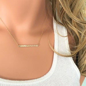 Gold hammered bar necklace hammered bar necklace everyday bar necklace hammered gold bar necklace