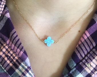 The Maryn Necklace NOW IN OPAL // Petite Blue Opal Clover Quatrefoil Necklace // Opal Necklace // Opal Clover Necklace // Blue Opal