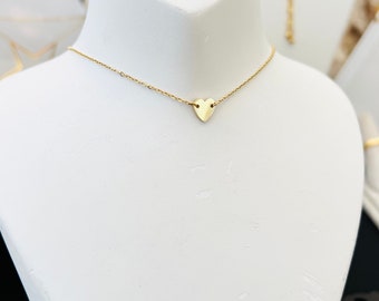 Waterproof Gold Heart Necklace / Itty Bitty Baby Heart Necklace / Heart Jewelry  // Girl Heart Necklace / Small Heart Necklace / Heart Gift