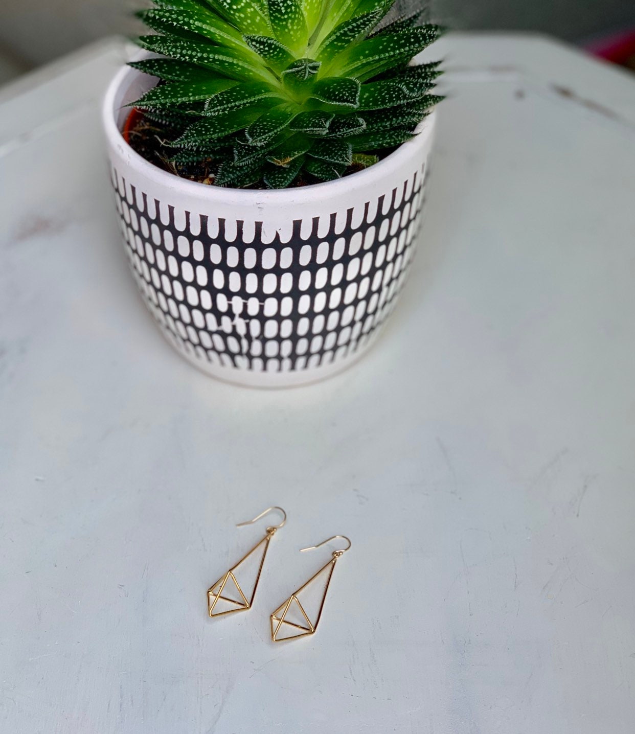 Earrings Gold Dipped Linear Geo Shape