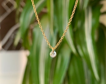 The Whisper Necklace / Tiny Crystal Necklace / 14K Tiny Crystal Diamond Necklace / Waterproof Necklace / Waterproof Gold Crystal Jewelry