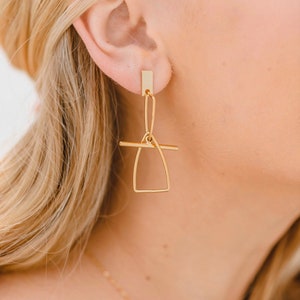 Geo Mobile Earring / Statement Earring / Gold Earrings / Geometric Modern Earrings / Lightweight Earring / Statement Earring / Nickle free image 1