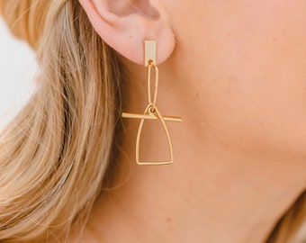 Geo Mobile Earring / Statement  Earring / Gold Earrings / Geometric Modern Earrings / Lightweight Earring / Statement Earring / Nickle free