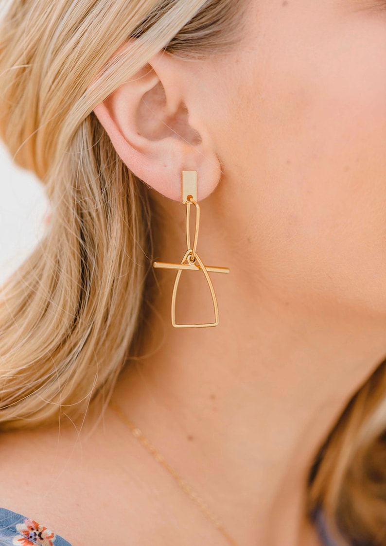 Geo Mobile Earring / Statement Earring / Gold Earrings / Geometric Modern Earrings / Lightweight Earring / Statement Earring / Nickle free image 1