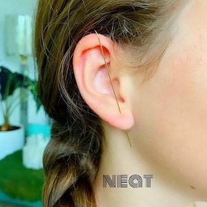 Ear Needle / NEAT Ear Needle / Single earring / Edgy Earring / Ear Pin / Ear Needle Piercing / Gold Ear Needles / Ear Bar Needle