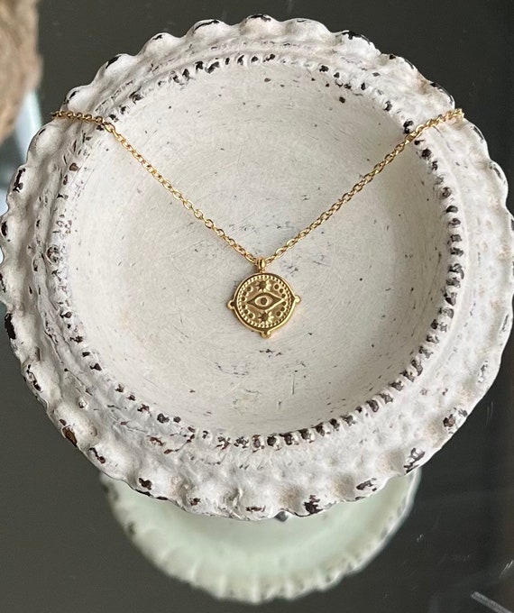 Petite Protection Necklace Small Gold Evil Eye Necklace Third Eye of Protection Necklace Gold Evil Eye Necklace Evil Eye Necklace Etsy