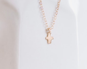 14K Gold Itsy Bitsy Teeny Weeny Cross Necklace