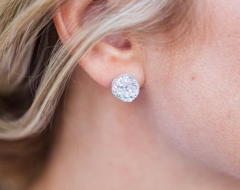 Silver Drusy Druzy Quartz Stud Post Earring // Organic Rock Earring // Rock Star Stud Earring